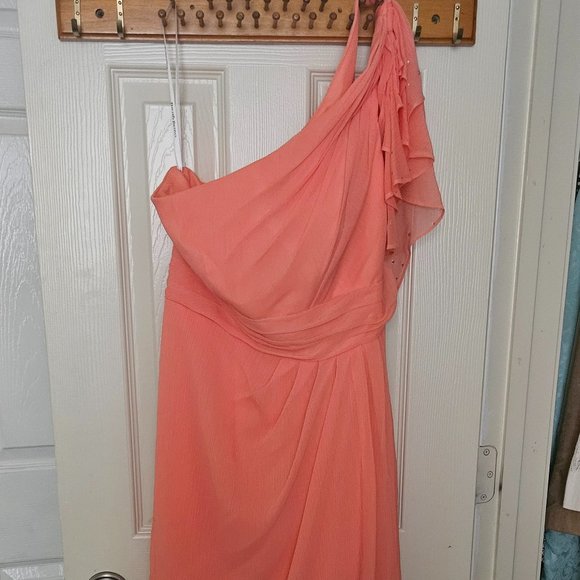 David's Bridal Salmon Peach Dress With Dainty Sequins (new with tags) - Picture 1 of 9